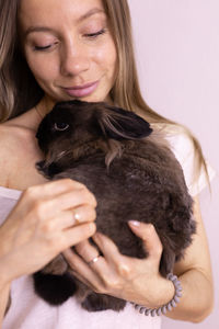 Portrait of woman with dog