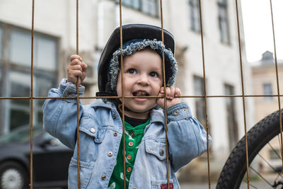 Portrait of smiling boy outdoors