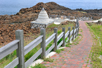 View of castle on coast