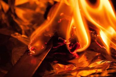 Close-up of bonfire at night