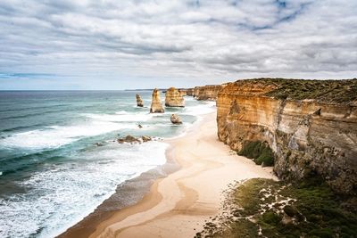 Scenic view of beach against sky