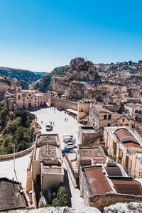 Matera, italy. high angle view of buildings in city