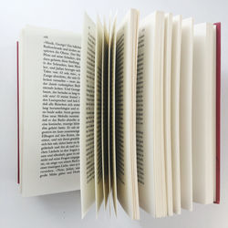 High angle view of text on book