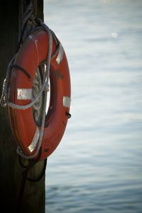 Close-up of boats in water