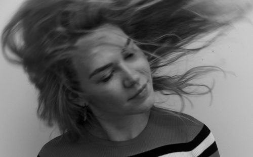 Close-up portrait of a beautiful young woman