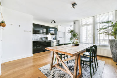 Empty chairs and table at home