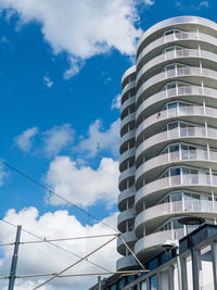 Low angle view of modern building against sky