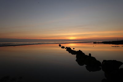 Scenic view of sea at sunset