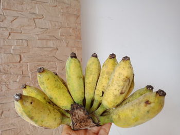 Close-up of bananas on wall