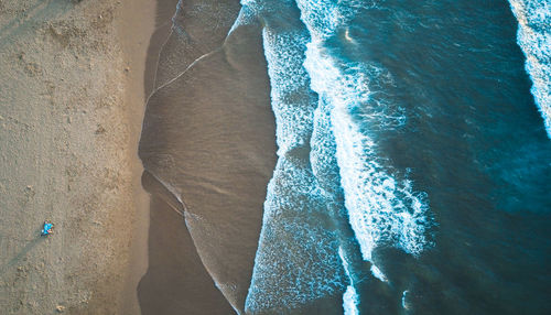 High angle view of rocks on beach