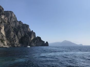 Scenic view of sea against clear sky