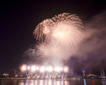 Firework display at night