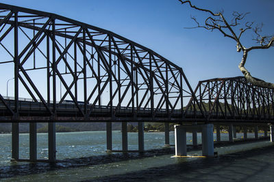 Low angle view of bridge over river against sky