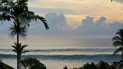 Scenic view of sea against sky at sunset