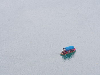 High angle view of boat in lake