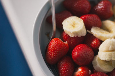 Close-up of strawberries in bowl