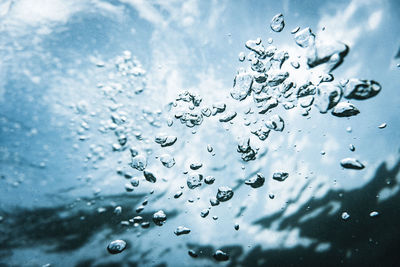 Close up of air bubbles underwater