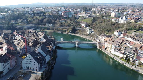 High angle view of buildings in city