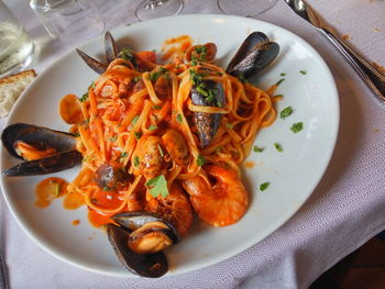 High angle view of meal served in plate