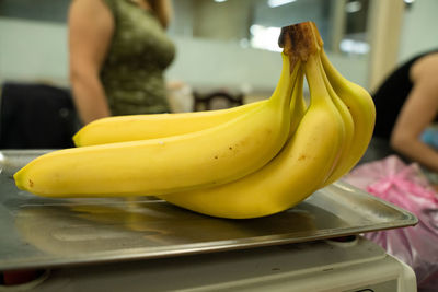 Close-up of bananas on table