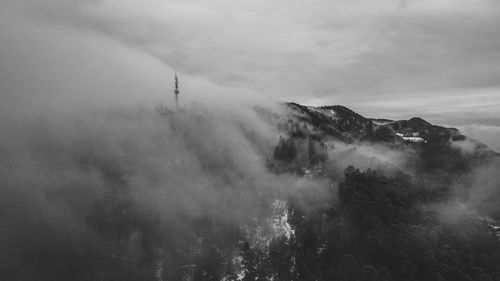 Scenic view of fog against sky