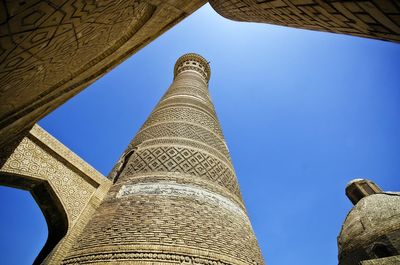 Low angle view of temple against blue sky