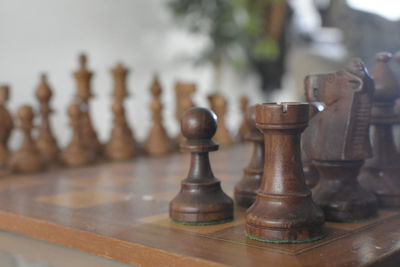 Close-up of chess pieces