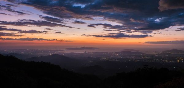 Scenic view of landscape against sky at sunset