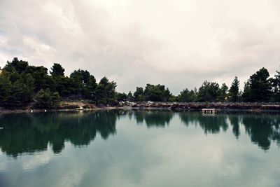 Scenic view of lake against sky