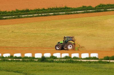 View of tractor on field