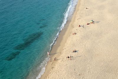 High angle view of people on beach