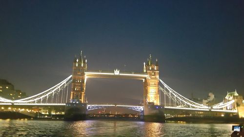 View of suspension bridge at night