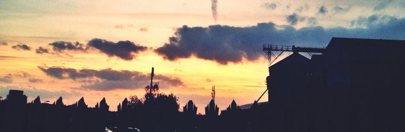 Silhouette of buildings at sunset