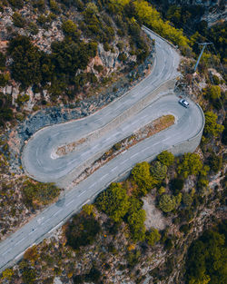 High angle view of cars on road