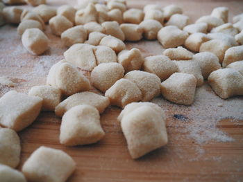 High angle view of cookies on table