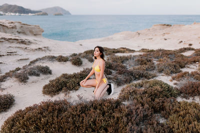Portrait of woman on beach