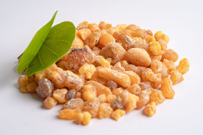 Close-up of food on white background