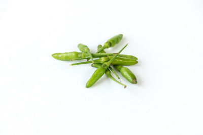 High angle view of vegetables against white background