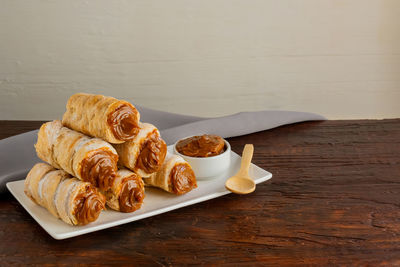 High angle view of food on table