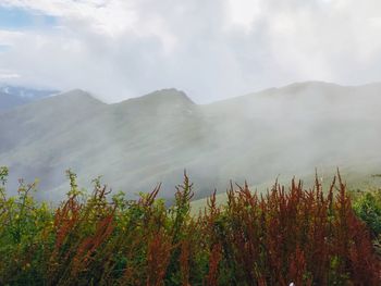 Scenic view of mountains against sky