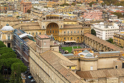 High angle view of buildings in city