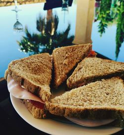 Close-up of bread in plate