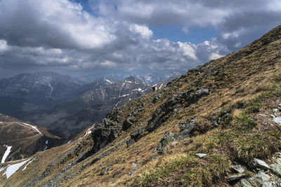 Scenic view of mountains against sky