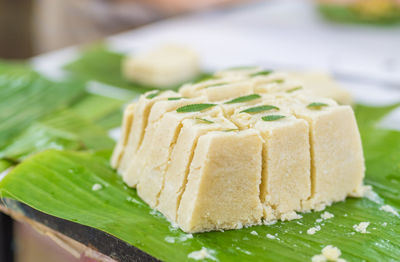 Close-up of served food in plate