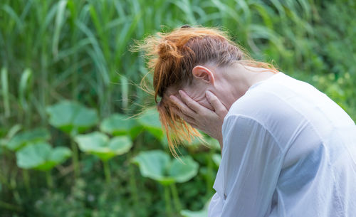 Portrait of teenage girl outdoors