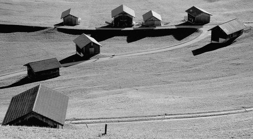 High angle view of village houses  