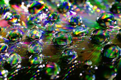 Abstract image of oil bubbles with light reflection