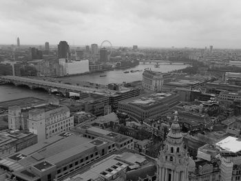 High angle view of buildings in city