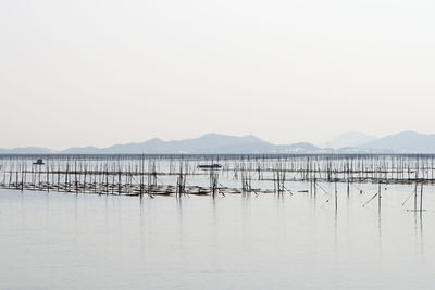 Scenic view of lake against clear sky