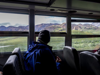 Passenger sitting in bus